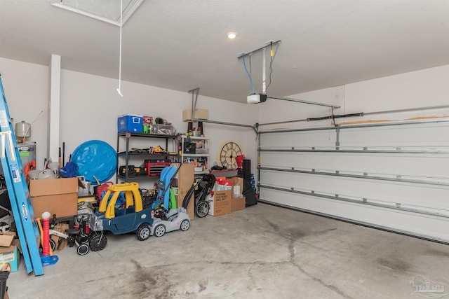 garage with a garage door opener