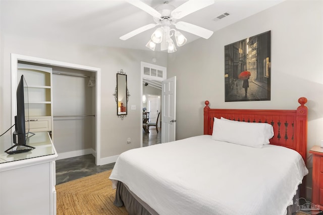 bedroom with a closet and ceiling fan