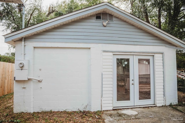 garage with french doors