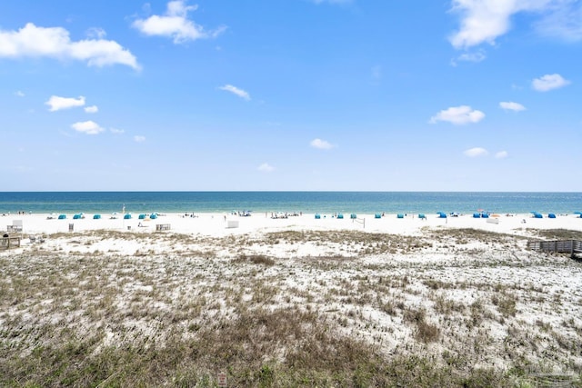 property view of water featuring a view of the beach