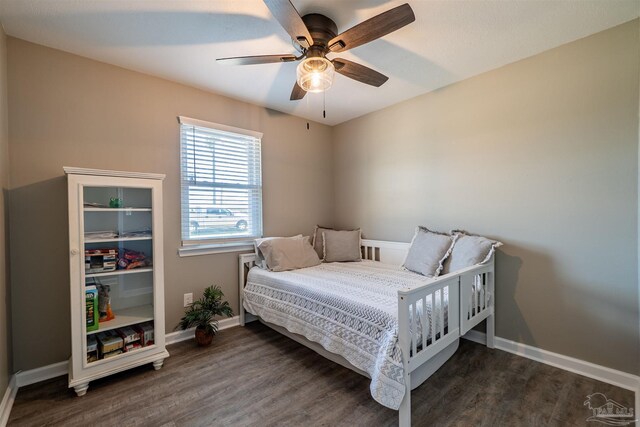 5518 Cyanamid Rd, Milton, FL 32583 - bedroom featuring baseboards, wood finished floors, and ceiling fan