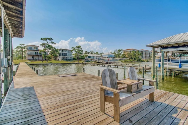 view of dock featuring a water view