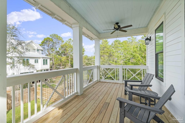 deck featuring ceiling fan