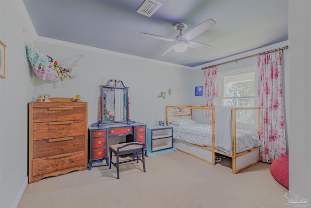 334 Andrew Jackson Trl, Gulf Breeze, FL 32561 - bedroom featuring carpet flooring, crown molding, ceiling fan, and baseboards
