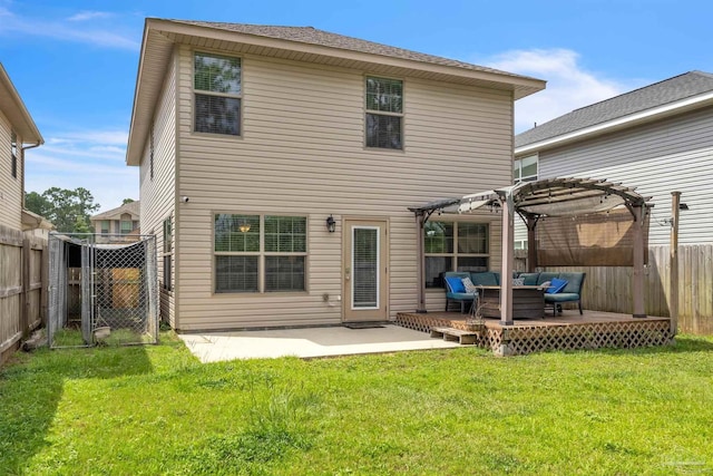 3818 Weatherstone Cir, Pensacola, FL 32507 - rear view of property with a pergola, a fenced backyard, outdoor lounge area, and a deck