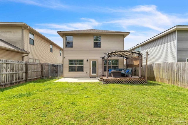 3818 Weatherstone Cir, Pensacola, FL 32507 - back of property featuring a pergola, an outdoor hangout area, a fenced backyard, and a patio