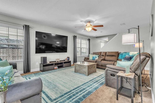 3818 Weatherstone Cir, Pensacola, FL 32507 - living area with a ceiling fan and baseboards