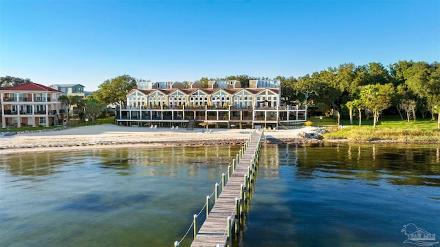 view of dock featuring a water view