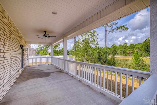 view of patio / terrace featuring a porch and ceiling fan