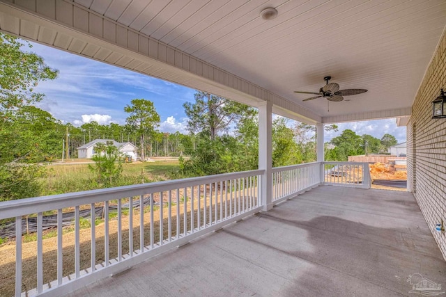 view of patio / terrace with covered porch and ceiling fan