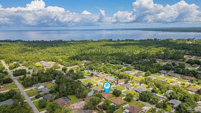 6639 Castlewood St, Navarre, FL 32566 - aerial view of residential area featuring a large body of water and a forest