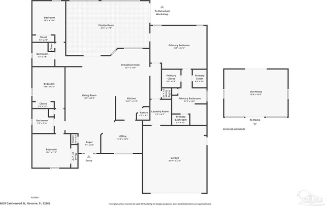 6639 Castlewood St, Navarre, FL 32566 - floor plan / room layout