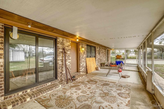 view of unfurnished sunroom