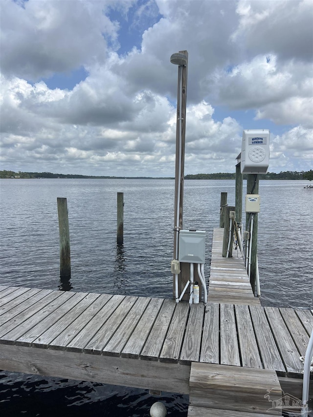 view of dock featuring a water view