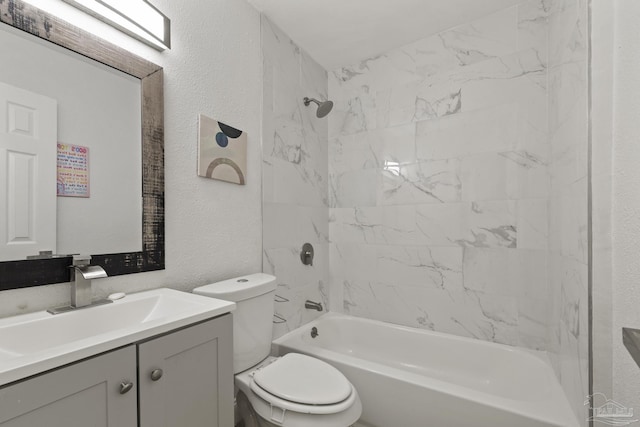 4224 Seaport Rd, Pace, FL 32571 - bathroom with vanity, toilet, a textured wall, and  shower combination