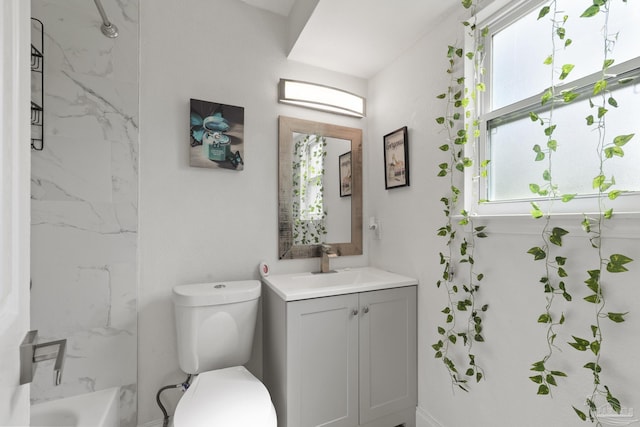4224 Seaport Rd, Pace, FL 32571 - bathroom featuring vanity, toilet, and shower / tub combination