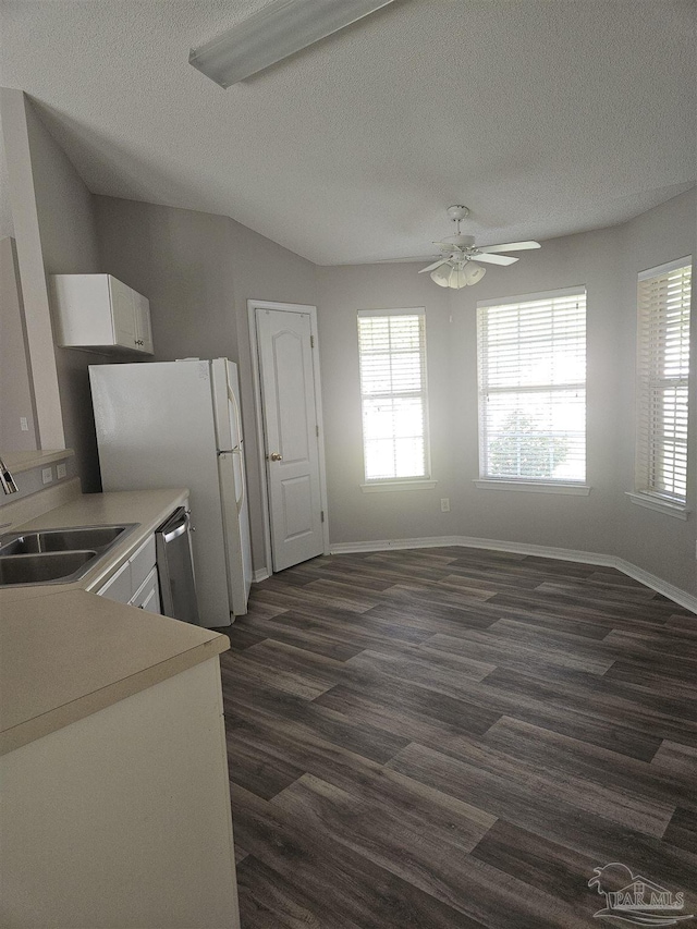 kitchen featuring a wealth of natural light, light countertops, a sink, and dishwasher