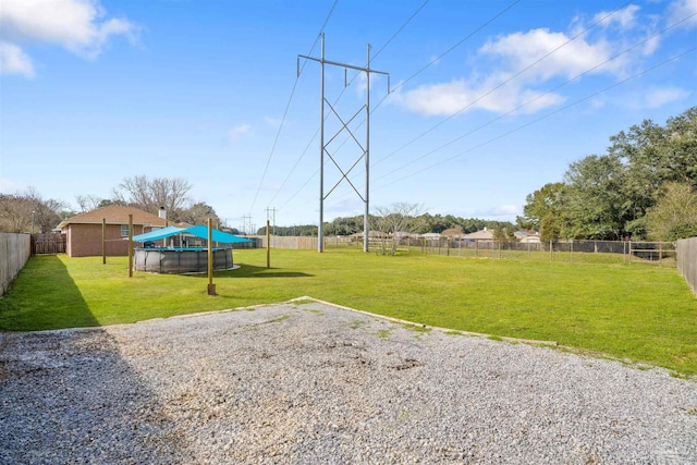 view of yard featuring a fenced in pool