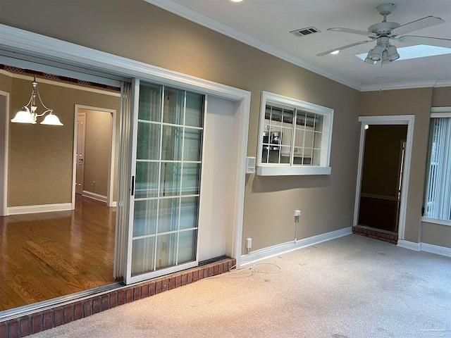 interior space featuring visible vents, ceiling fan, and a patio area