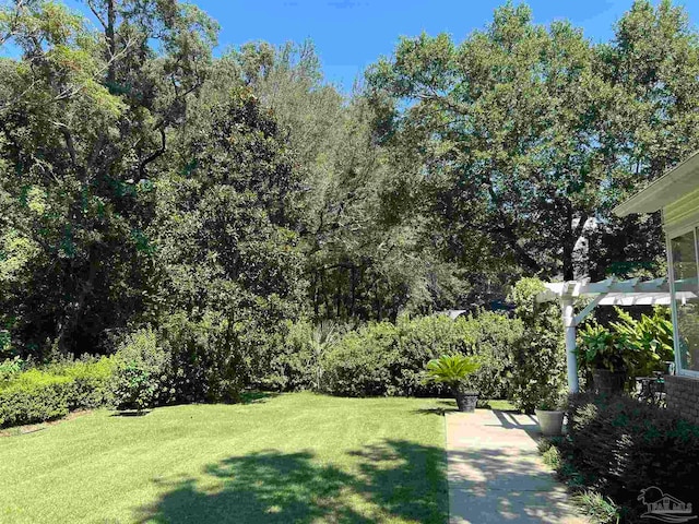 view of yard with a pergola