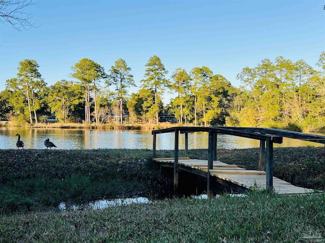 view of dock featuring a water view