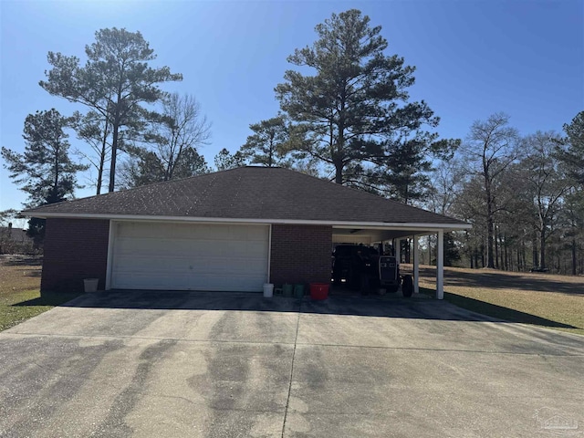 garage with a carport