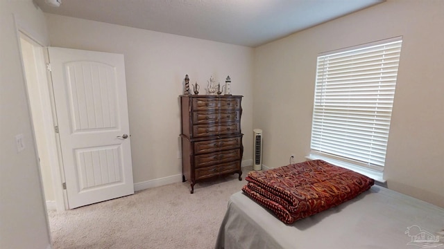 bedroom with carpet floors and baseboards