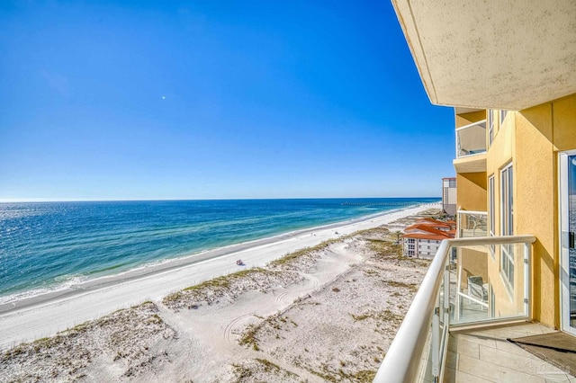 property view of water featuring a view of the beach