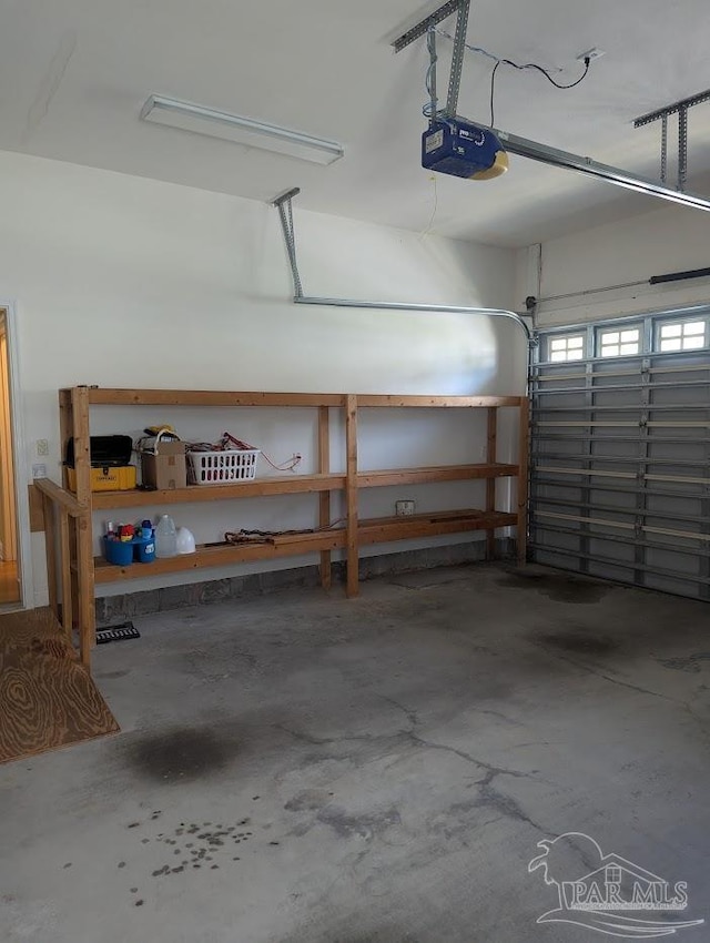 garage with a garage door opener