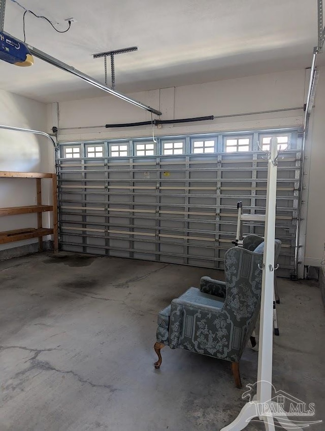 garage with a garage door opener