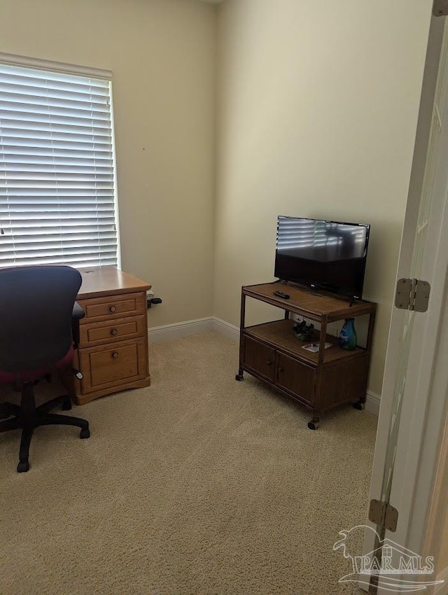 view of carpeted office space