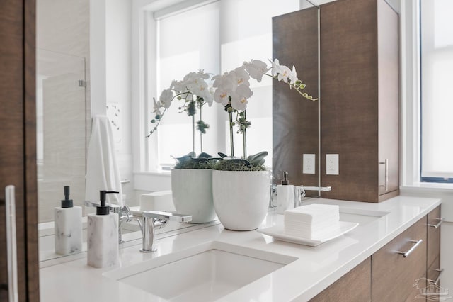 interior space featuring a sink and double vanity