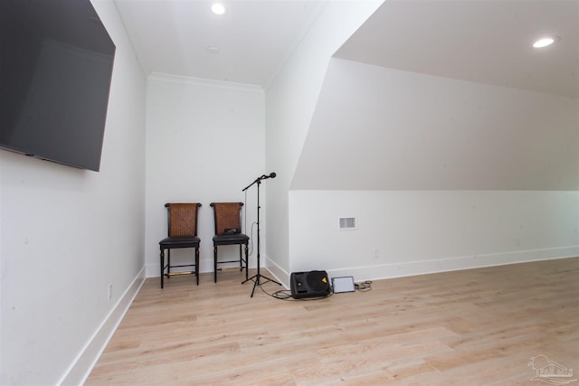 bonus room with recessed lighting, wood finished floors, visible vents, and baseboards