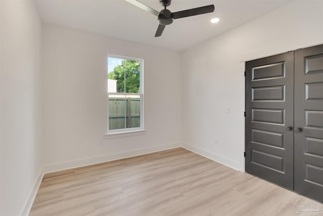 2116 W De Soto St, Pensacola, FL 32505 - unfurnished room featuring ceiling fan, light wood finished floors, baseboards, and recessed lighting