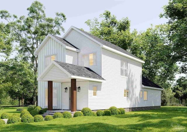 view of front facade featuring a front yard