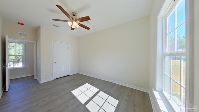 unfurnished bedroom with a closet, ceiling fan, and light hardwood / wood-style floors