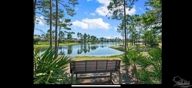 view of home's community with a water view