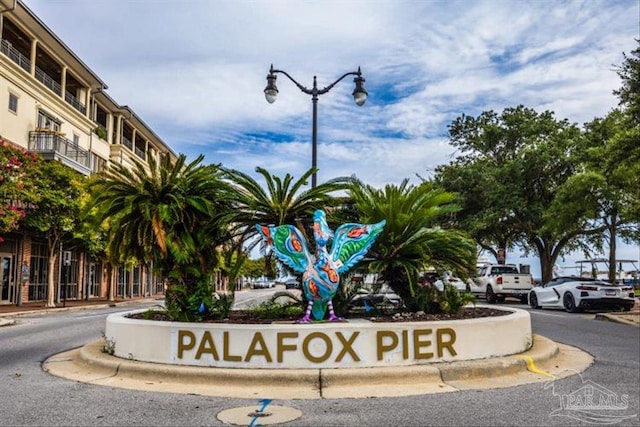 view of community sign