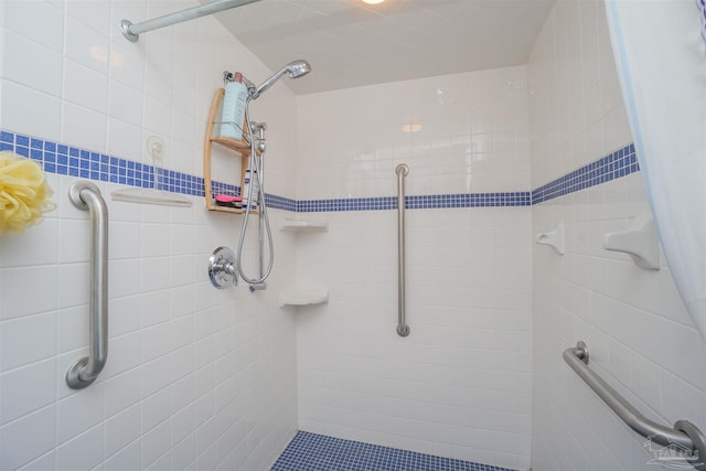 bathroom with a shower with curtain