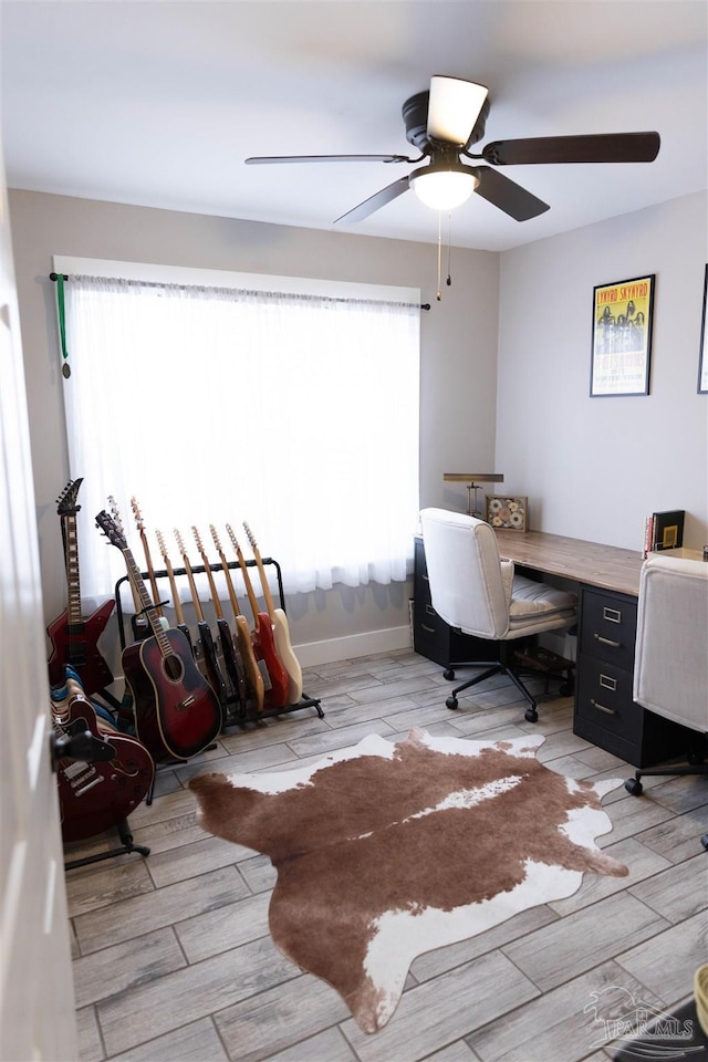 office area featuring ceiling fan