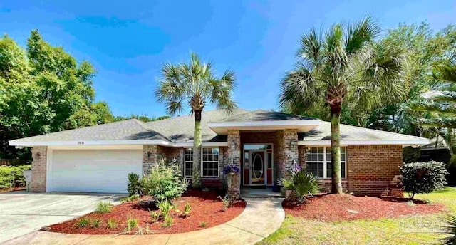 single story home featuring a garage