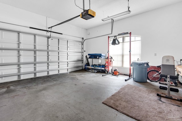 garage with a garage door opener