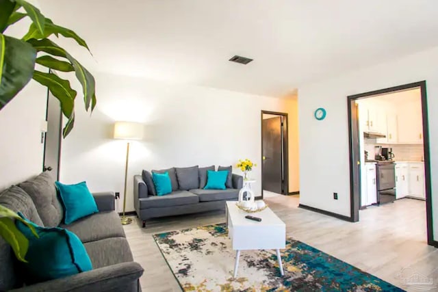 living room featuring light hardwood / wood-style flooring