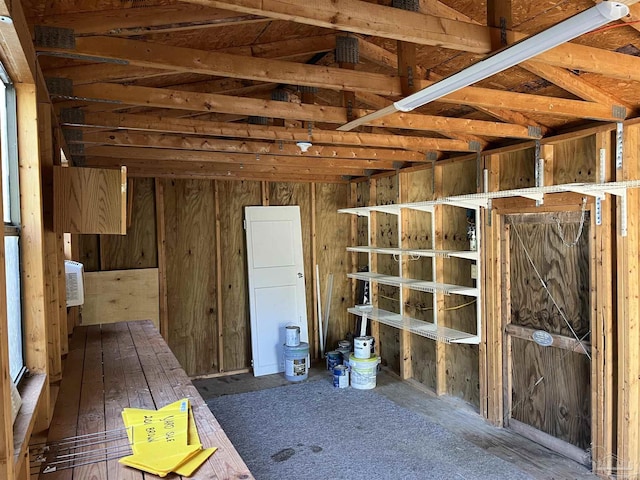 storage area featuring an AC wall unit