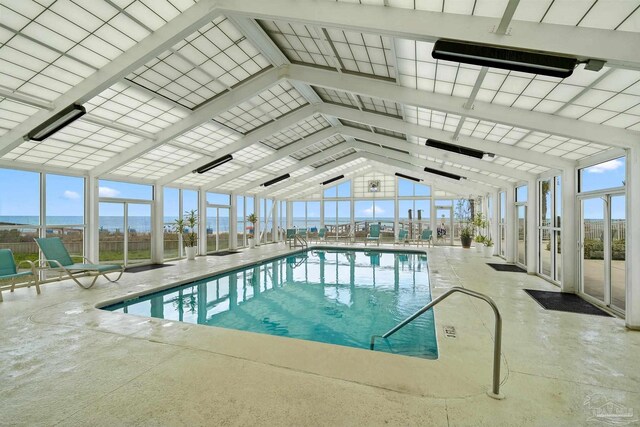 view of swimming pool with a patio area