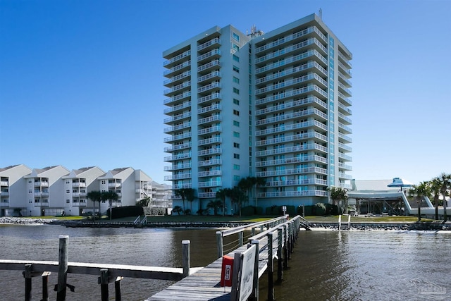 dock area featuring a water view