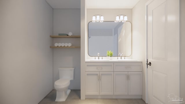 bathroom with vanity, toilet, plenty of natural light, and tile patterned flooring