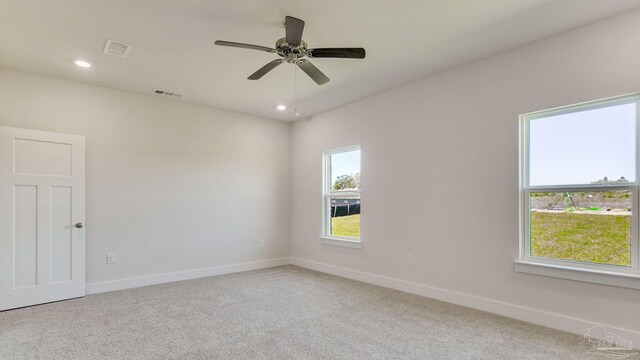 2733 Chevy Cir, Pace, FL 32571 - unfurnished room with light colored carpet, baseboards, recessed lighting, and a ceiling fan