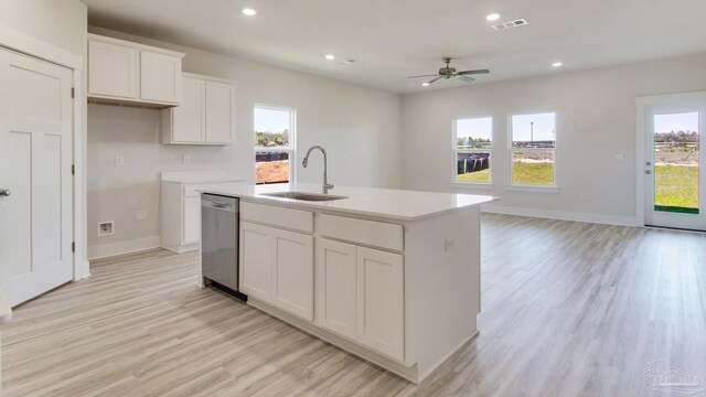 2733 Chevy Cir, Pace, FL 32571 - kitchen featuring a sink, stainless steel dishwasher, light wood-style flooring, plenty of natural light, and recessed lighting