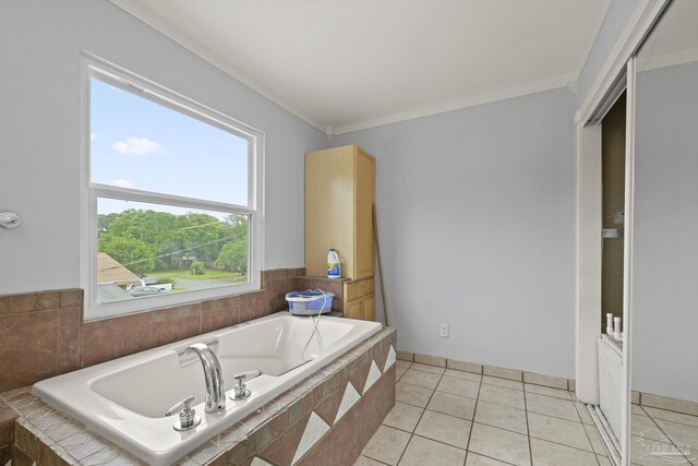 204 Camelia St, Gulf Breeze, FL 32561 - full bathroom with a bath, ornamental molding, tile patterned flooring, and baseboards